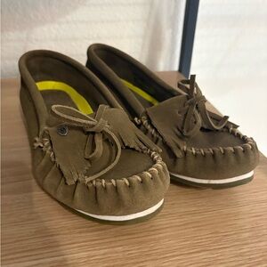 Minnetonka Olive Suede Moccasins